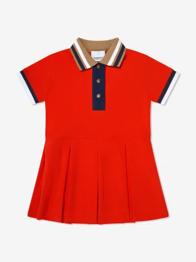 Shop Burberry Baby Girls Mini Serena Polo Dress In Red