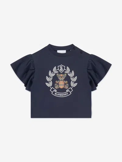 Shop Burberry Baby Girls Mini Alexas Bear T-shirt In Blue