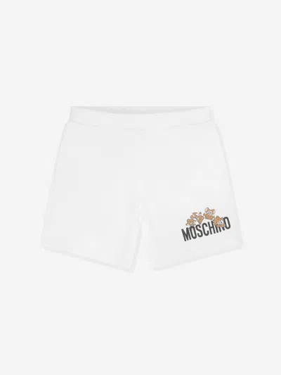 Shop Moschino Baby Teddy Logo Shorts In White
