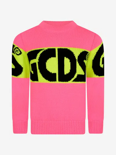 Shop Gcds Mini Kids Fuchsia Wool Logo Jumper 8 Yrs Pink