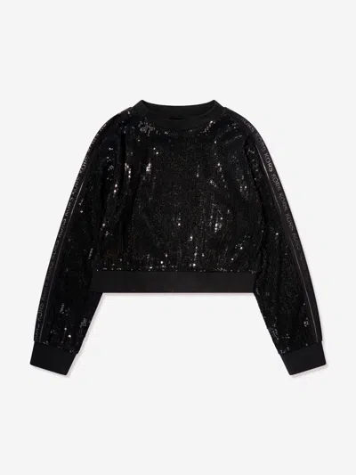 Shop Michael Kors Girls Sequin Sweatshirt In Black