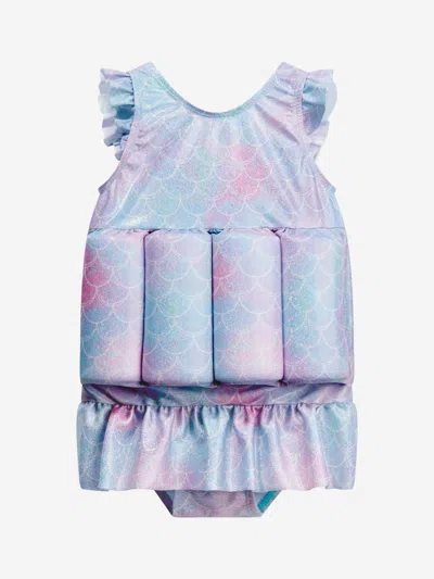 Shop Soli Swim Baby Girls Metallic Mermaid Float Suit (upf50+) In Blue