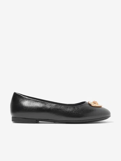 Versace Girls Heart Logo Pumps On Eu 36 Uk 3 Black In Black