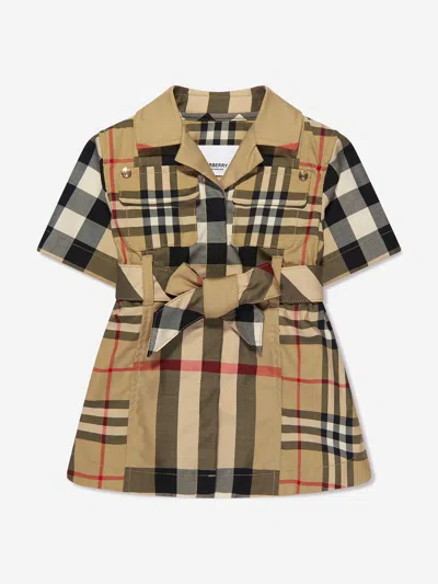 Shop Burberry Baby Girls Mini Clotilde Check Dress In Beige