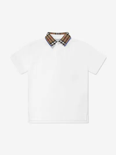 Burberry White Stretch-cotton Polo Shirt In White