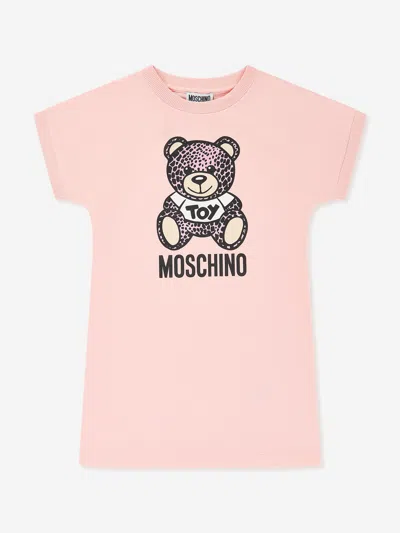 Shop Moschino Girls Teddy Logo Jersey Dress In Pink