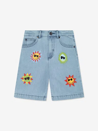 Shop Stella Mccartney Boys Denim Sunshine Shorts In Blue