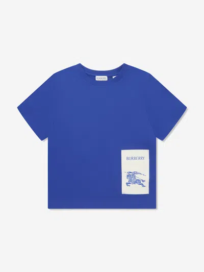 Shop Burberry Boys Ekd Label Cedar T-shirt In Blue