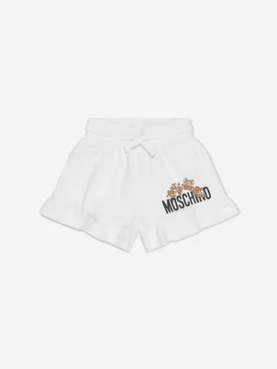 Shop Moschino Girls Teddy Logo Shorts In White