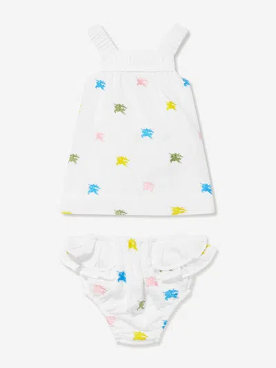 Shop Burberry Baby Girls Ekd Bethan Dress With Knickers In White