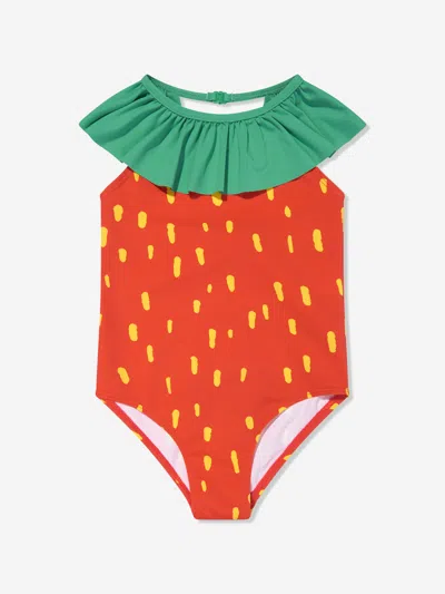 Shop Stella Mccartney Girls Strawberry Swimsuit In Red