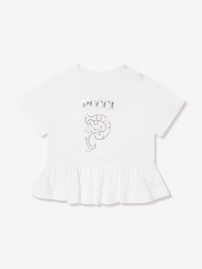 Shop Emilio Pucci Baby Girls Peplum T-shirt In White