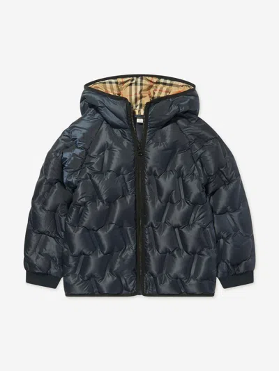 Shop Burberry Boys Quilted Noah Jacket In Blue