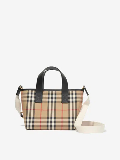 Shop Burberry Girls Archive Check Tote Bag