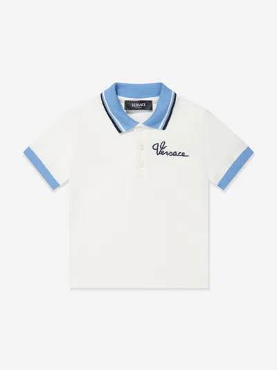 Shop Versace Baby Boys Logo Polo Shirt In White