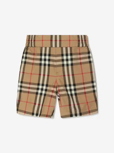 Shop Burberry Baby Boys Archive Check Hal Shorts In Beige