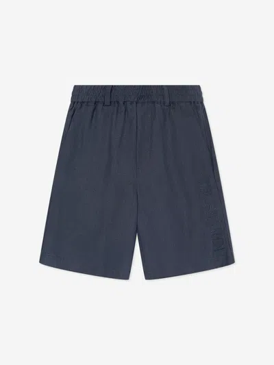 Shop Trussardi Boys Nauta Linen Bermuda Shorts In Blue