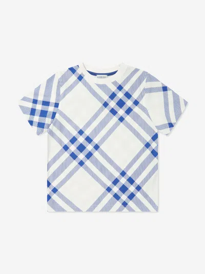Shop Burberry Kids Bias Check Cedar T-shirt In White