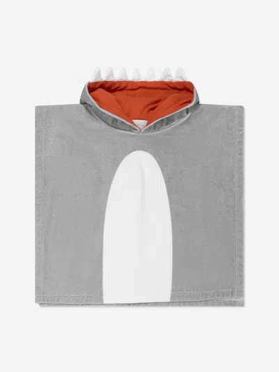 Shop Stella Mccartney Boys Shark Hooded Towel In Grey