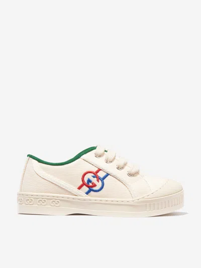 Shop Gucci Kids Gg Tennis Trainers In White