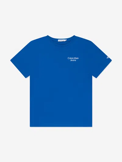 Shop Calvin Klein Jeans Est.1978 Boys Ckj Stack Logo T-shirt In Blue
