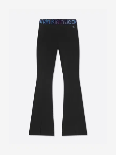 Shop Calvin Klein Jeans Est.1978 Girls Punto Tape Flare Pants In Black