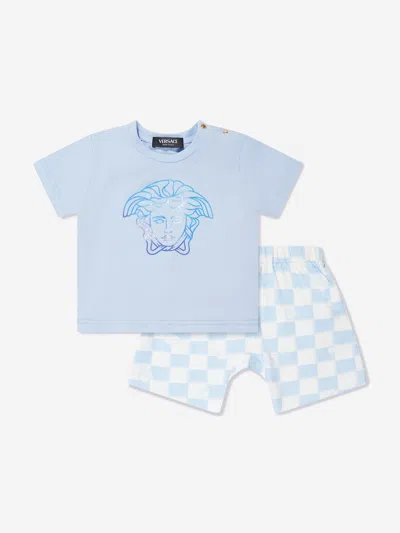Shop Versace Baby Boys T-shirt And Shorts Set In Blue