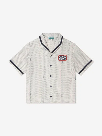Shop Kenzo Boys Embroidered Shirt In Ivory