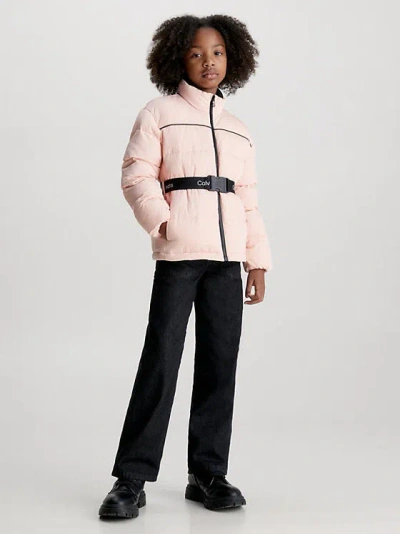 Shop Calvin Klein Jeans Est.1978 Girls Logo Tape Belt Jacket In Pink