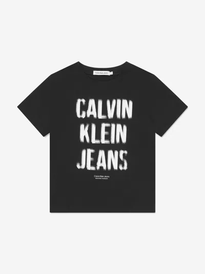 Shop Calvin Klein Jeans Est.1978 Boys Pixel Logo Relaxed T-shirt In Black