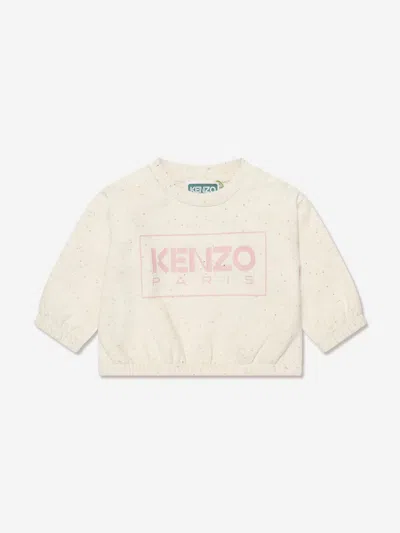 Shop Kenzo Baby Girls Logo Sweatshirt In Beige