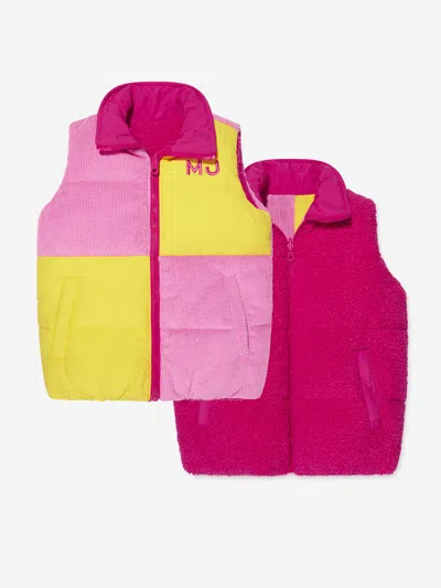 Marc Jacobs Logo-embroidered Reversible Puffer Jacket In Pink