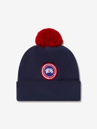 Shop Canada Goose Kids Wool Pom Pom Hat One Size Blue