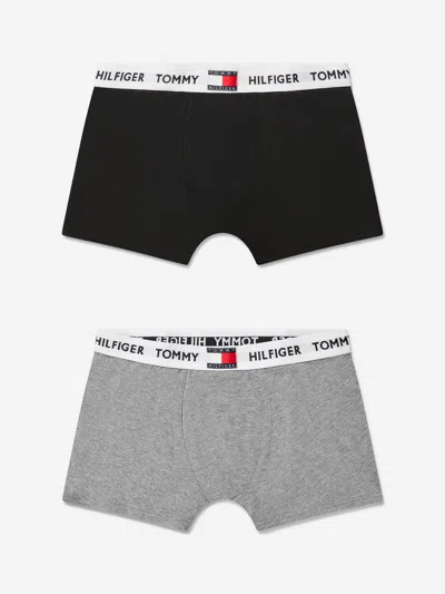 Shop Tommy Hilfiger Boys Organic Cotton 2 Pack Boxer Shorts Set 14 - 16 Yrs Grey