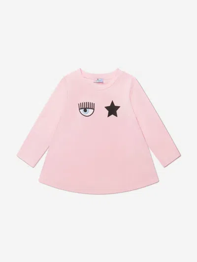 Shop Chiara Ferragni Girls Long Sleeve Eyestar Maxi T-shirt 8 Yrs Pink