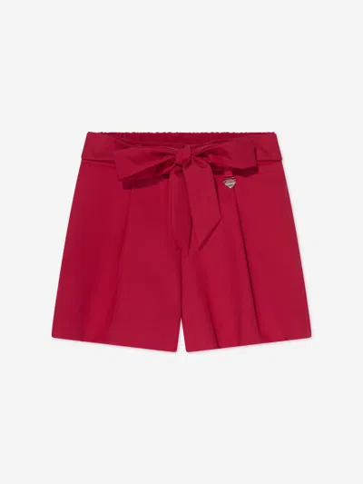 Shop Monnalisa Girls Sash Belt Shorts In Red
