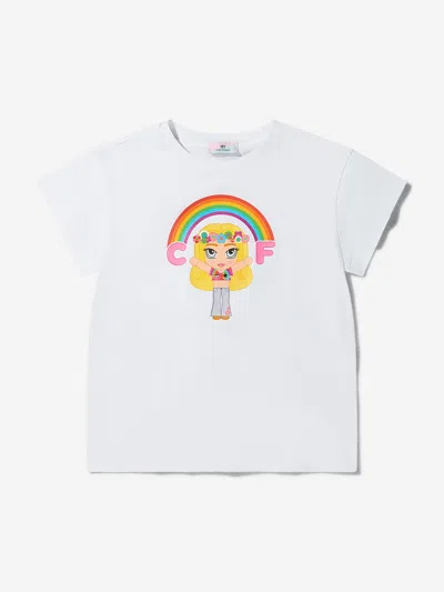 Shop Chiara Ferragni Girls Cotton Jersey Maxi T-shirt 2 Yrs White