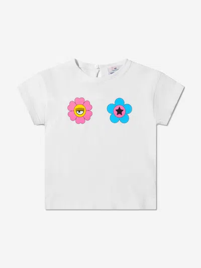 Shop Chiara Ferragni Baby Girls Cotton Jersey Eye Daisy T-shirt 12 Mths White