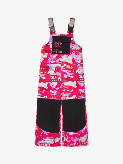 Shop Diesel Girls Racing Print Ski Salopettes 16 Yrs Pink