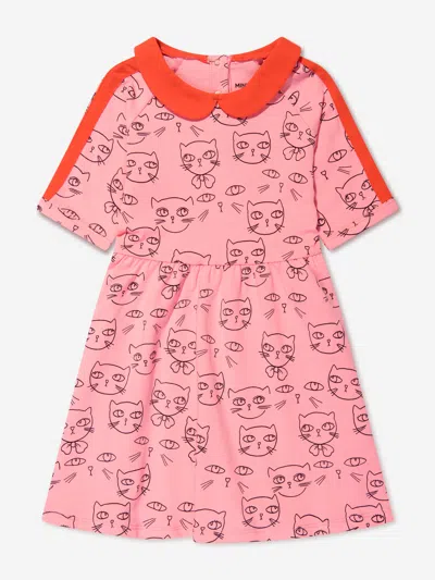 Shop Mini Rodini Girls Cathlethes Print Dress In Pink