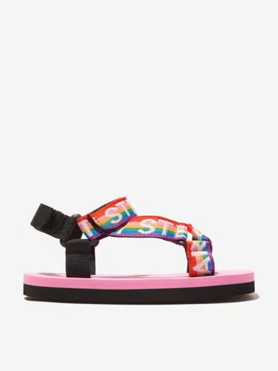 Shop Stella Mccartney Girls Logo Strap Sandals In Multicoloured