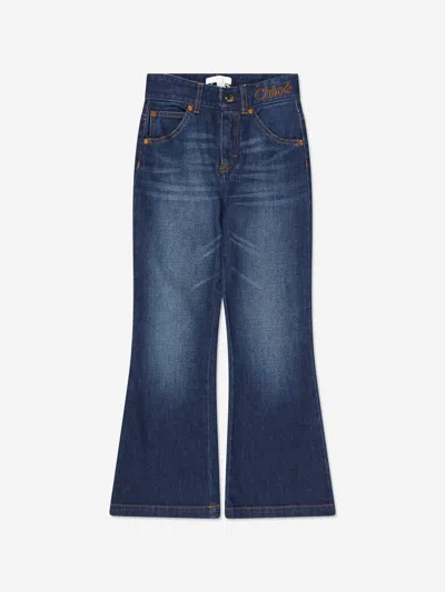 Shop Chloé Girls Denim Jeans In Blue