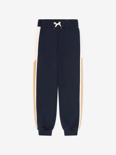 Shop Chloé Girls Contrast Joggers In Blue