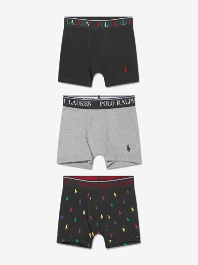 Shop Ralph Lauren Boys Boxer Shorts Set (3 Pack) Us S - Uk 7 Yrs Multicoloured