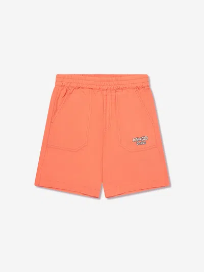 Shop Kenzo Boys Logo Bermuda Shorts In Orange