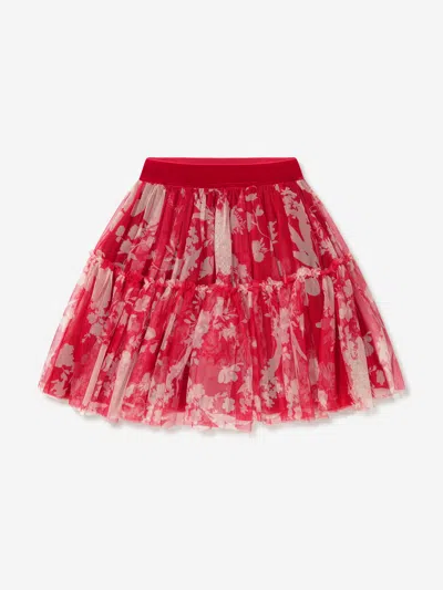 Shop Monnalisa Girls Tulle Princess Skirt 12 Yrs Red