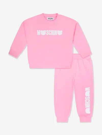 Shop Moschino Baby Girls Teddy Logo Tracksuit In Pink