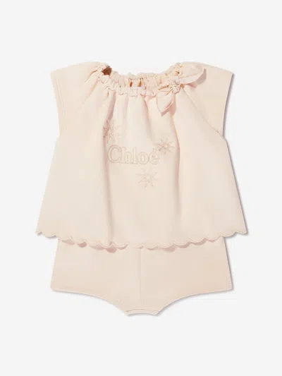 Shop Chloé Baby Girls Organic Cotton Romper In Pink
