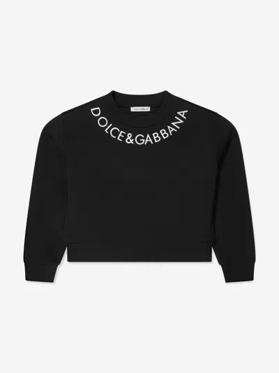 Shop Dolce & Gabbana Girls Logo Sweatshirt In Black