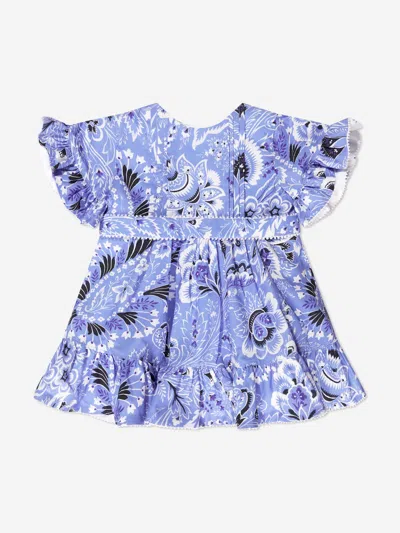 Shop Etro Baby Girls Floral Paisley Dress In Blue